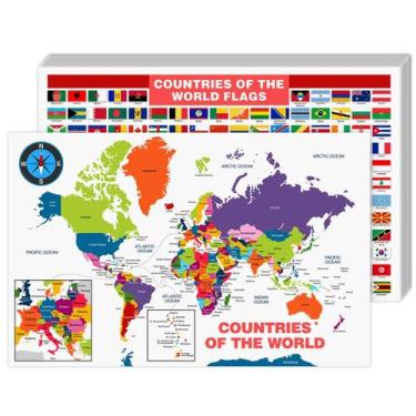 Imagem de Impressão superfina Educational World Map S, 11x17", pacote com 10 - S