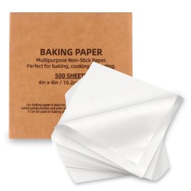 Imagem de Tikxlafe 500 folhas de papel manteiga, 10 x 10 cm, pré-cortadas, antiaderentes, folhas de papel manteiga, forros de panela, forros de panela. Assar, fritadeira a ar, copo de pão a vapor, biscoito de
