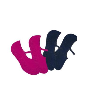 Imagem de Kit 2 Pares Meias Sapatilha Selene Feminina Pilates K7700, Pink, Preto
