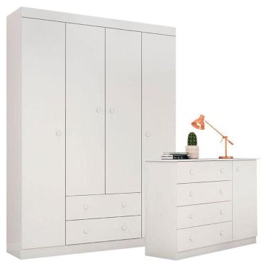 Imagem de Cômoda E Guarda Roupa Infantil Helena Branco Brilho - Phoenix