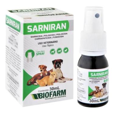 Imagem de Sarniran Spray 30ml Tratamento Sarna Pulga Carrapato Biofarm