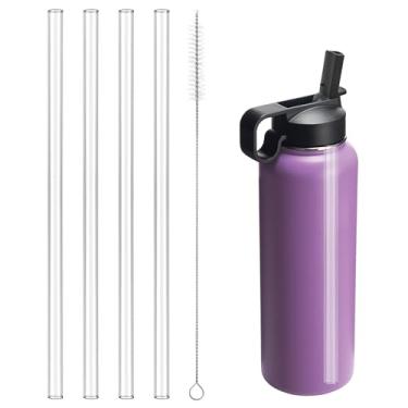 Imagem de Soledea Canudos de substituição para Takeya 1,134 g, pacote com 4 canudos reutilizáveis compatíveis com Simple Modern, Hydro Flask, IRON °FLASK, ThermoFlask, CIVAGO Wide Mouth Water Bottle Straw Lid