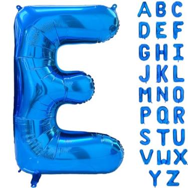 Imagem de Balão de letras azuis de 101 cm com letras grandes, balões de hélio, alfabeto, azul, festa de aniversário, chá de bebê, decoração de cerimônia de formatura (letra E)