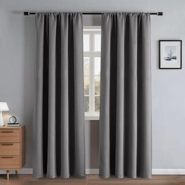 Imagem de RainCharm Cortinas blackout cinza claro para quarto, cortinas blecaute de 246 cm de comprimento, conjunto de 2 painéis, cortinas com isolamento térmico, bolso para varão, bloqueio de luz para sala de