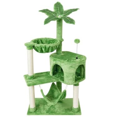 Imagem de KIYUMI Condomínio Cat Tree Cat Tower com poste de arranhar de sisal para gatos, móveis de árvore com rede e brinquedos de bola de gatinho, centro de atividades para animais de estimação de vários