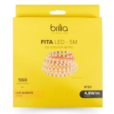Imagem de Fita led dimerizável 4,8w/m 2700k ip20 12v luz quente 5m - brilia