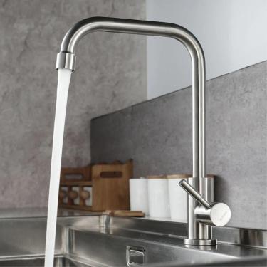 Imagem de Torneira Inox Escovado De Bancada Mesa Cuba Para Cozinha Bica Alta