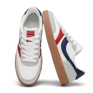 Imagem de ZHNSHM Tênis feminino retrô moderno tênis de caminhada sapatos de skate sapatos de cadarço para mulheres, Branco, 38