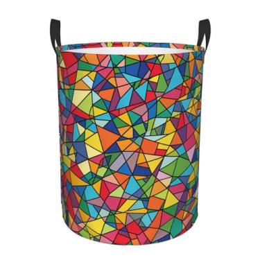 Imagem de Cesto de lavanderia com formas geométricas brilhantes, dobrável, impermeável, cesto de armazenamento de roupas com alças, pano Oxford, organizador de brinquedos, cesta para banheiro, lavanderia