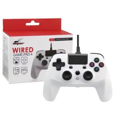 Imagem de Controle Usb Com Fio Para Playstation 4 Ps3 Computador Branco