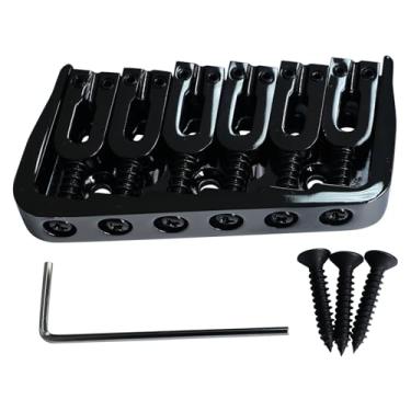 Imagem de OVSAL Ponte fixa para guitarra de 6 cordas de 10,5 mm, liga de zinco, trastes para guitarra elétrica, ponte hardtail compatível com peças de reposição para guitarra elétrica Telecaster Tele Strat