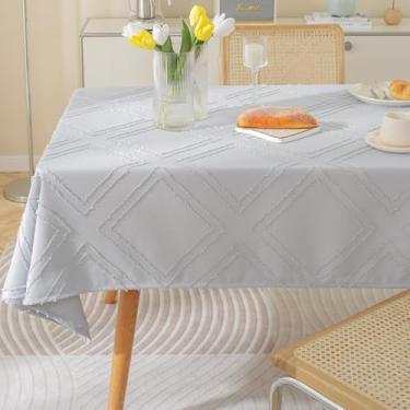 Imagem de KAIJIE Toalhas de mesa retangulares de linho padrão de grade grande para jantar, festas de buffet, piquenique, eventos e restaurantes, dia das bruxas decorativas, dia de Ação de Graças, 110 x 170 cm