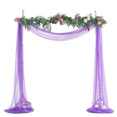 Imagem de BOYOUTH Cortinas de voile transparente para casamento, cortina de tule longo de tule para festas de aniversário, cerimônias, recepção, palco, decoração, roxo, 150 x 60 cm, 1 painel