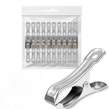 Imagem de Clips Pregador Inox Varal Lavagem Pinça Para Pendurar Roupa,Prendedor Roupa Forte Segurar(kit 20 inox 5cm)