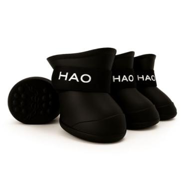 Imagem de Sapato de Cachorro BOTA DE SILICONE para Cães Pequenos Antiderrapante Impermeável Ajustável (Preta, Grande - L)