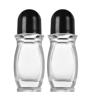 Imagem de 2 frascos de rolo vazios de vidro com esfera de rolo de plástico, desodorante roll-on, recipientes de massagem, à prova de vazamento, frascos com tampa para óleos essenciais, perfume, cosméticos (2