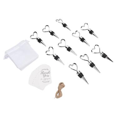 Imagem de Haofy 10 Paradas de Garrafa de Vinho do Coração, 10 Cartões de Agradecimento, 10 Sacos Com 1 Rolo de Corda de Cânhamo para Aniversário de Casamento, Rolha, 2 Bolas, Bolsas Presentes,