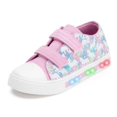 Imagem de FUNCOO PLUS Tênis infantil de lona com gancho e laço para meninos e meninas, Unicórnio branco, 10 Toddler