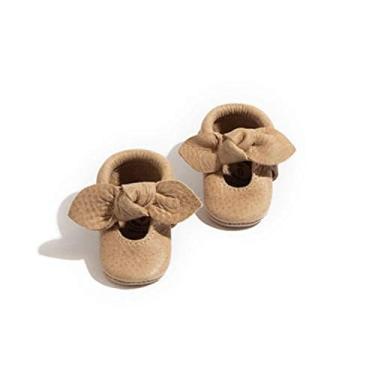 Imagem de Freshly Picked - Mini sola de couro de borracha - Mocassim com laço atado - Mini sola II - Tamanhos e cores para bebês/crianças pequenas, Marrom envelhecido - sola macia, 2 Years Toddler