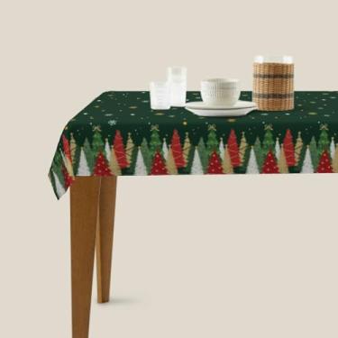 Imagem de Aytipun Toalha de mesa retangular de Natal 152 x 300 cm verde floresta árvore de Natal floco de neve tema de férias de inverno toalha de mesa decorativa sazonal rústica casa de fazenda para festa