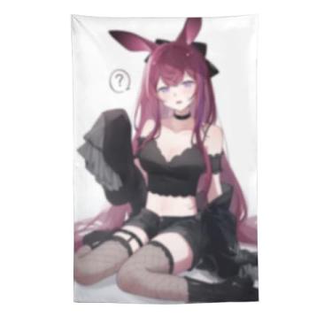 Imagem de LIEGBMEU Tapeçaria sexy de menina anime 152 x 228 cm arte de colcha de parede decoração de tapeçaria caprichosa AF174