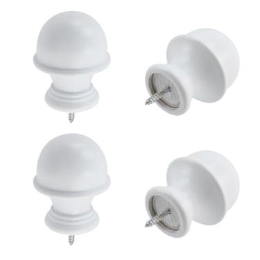 Imagem de T Tulead Suportes brancos para varão de cortina de madeira, acabamento de varão de cortina, suporte de guarda-roupa, pacote com 4