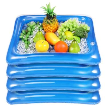 Imagem de 4 Pcs Barra De Gelo Inflável Refrigerador De Barra Inflável Flutuadores De Bebidas De Piscina Refrigerador De Buffet Inflável Salada Festa Na Piscina Banheira Pvc Mini