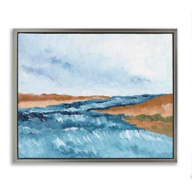 Imagem de Stupell Industries Desenho de arte de parede em tela flutuante com moldura cinza Coastal Dreams Abstraction por Nikita Jariwala, 63 x 78 cm