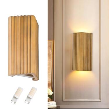 Imagem de ZEROUNO Arandela de parede de LED moderna, luzes de parede internas, bronze com fio para cima e para baixo, para sala de estar, quarto, corredor, corredor, escadas, branco quente 3000 K (com lâmpadas