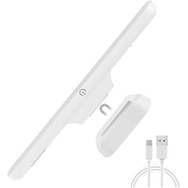 Imagem de Luminária LED Recarregável com Sensor e Fixação Magnética, 30cm, 3 Níveis de Luz, USB, Portátil para Armários, Closets, Escadas e Leitura – Luminária de Mesa Bivolt