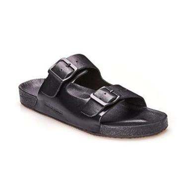 Imagem de Sandália Couro Masculina Chinelo Anatômico Fivela Burly Heads Black Preto-Masculino