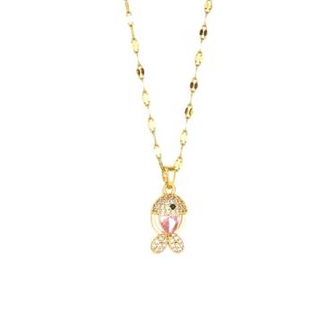 Imagem de Colar com pingente de peixe pequeno de cristal ajustável para mulheres – Aço inoxidável fofo banhado a ouro 14 K, peixe, praia, havaiano, colares havaianos, zircônia cúbica, delicada, joia de verão