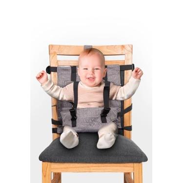 Imagem de Cadeira alta portátil de tecido da Baby Pick: cadeira alta dobrável para viagem com alças de ombro ajustáveis - Assento compacto para bebês e crianças pequenas - Assento seguro para alimentação