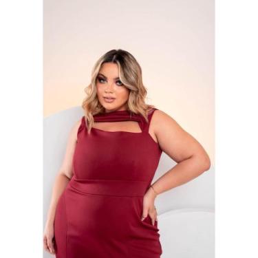 Imagem de Vestido Feminino Midi Plus Size Malha Neoprene - Thania Moda Feminina,