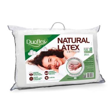 Imagem de Travesseiro Duoflex Natural Látex Cervical, Branco, para fronha 50 x 7