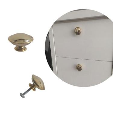 Imagem de Kit 12 Puxador Redondo Dourado para Gaveta, Porta, Armário - Compras F