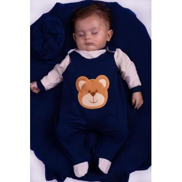 Imagem de Saída de Maternidade Menino Jardineira Urso 04 peças - Maribaby enxova