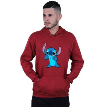 Imagem de Moletom Unissex Canguru Lilo Stitch Linguinha - Lafre, Vermelho escuro