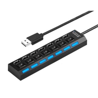 Imagem de Adaptador Hub Usb 2.0 7 Portas Com Luz Em Cada Porta - Jodda