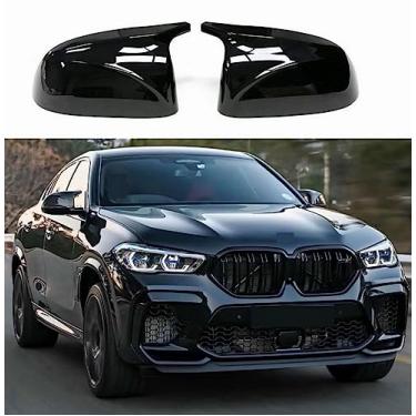 Imagem de TanReborn Tampas de reposição para espelho de asa estilo M para BMW X5 G05 X6 G06 X3 G01 X4 G02 acessórios, 2 peças preto brilhante M Performance Sport Side Mirror Housings