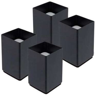 Imagem de LC LICTOP Elevador de pés para móveis de aço, ajuste de perna quadrada de 3,8 cm, altura de elevação de 5,8 cm, levantador de móveis resistentes com almofada de feltro para cadeira de sofá de mesa de