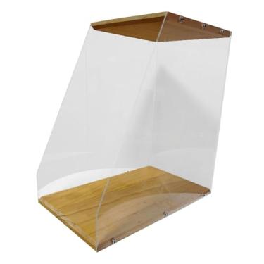 Imagem de IEUDNS Suporte para toca-discos, caixa de exposição de mesa, organizador multifuncional leve e compacto, ornamento de madeira para quarto doméstico