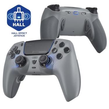 Imagem de HEXGAMING PHANTOM Pro Controller with 4 Remappable Buttons, 6 Remapping Profiles, 8 Interchangeable Analog Stick, and Adjustable Triggers Compatible with ps5, PC, Mobile - Hall Effect 1994 Gray