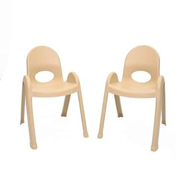 Imagem de Cadeira infantil infantil de 33 cm, bronzeado natural, pacote com 2, solução de assento ergonômica empilhável para salas de aula e escolas domésticas