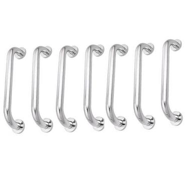Imagem de Alça De Apoio Barra 30cm Inox Kit 7 Unidades Idoso Cadeirante Banheiro