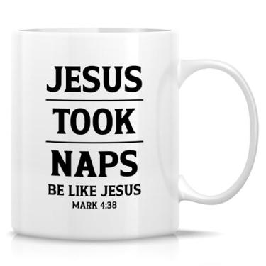 Imagem de Retreez Caneca engraçada – Caneca Jesus Took Naps Be Like Jesus – Caneca de café ou chá de cerâmica de 325 ml – Presente cristão hilário para crentes, amigos da igreja, pastores, humor baseado na fé