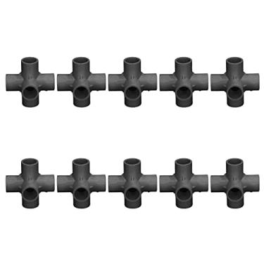 Imagem de PVC Pipe Connector 6 Way Elbow Fittings Heavy Duty Resistente Plastic Pipe Corner Juntas para Tubulações de Água Móveis Tenda Conexões Indoor Outdoor Use 25mm Diâmetro Interno (Preto)