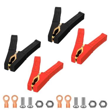 Imagem de XYRSTOLR 4 peças de clipes de jacaré isolados elétricos 100-500A grampos de carregador de bateria de carro, clipes jacaré, cabos de jumper, grampo de crocodilo para carro, veículo, barco