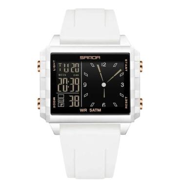 Imagem de Relógio Analógico Digital 6273 Luminoso À Prova Da Água Sanda Branco
