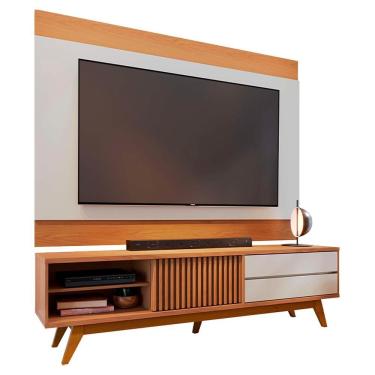 Imagem de Rack Veneza E Painel Nilo Tv 75 Pol 200 Cm Freijo Off White Matte Colibri